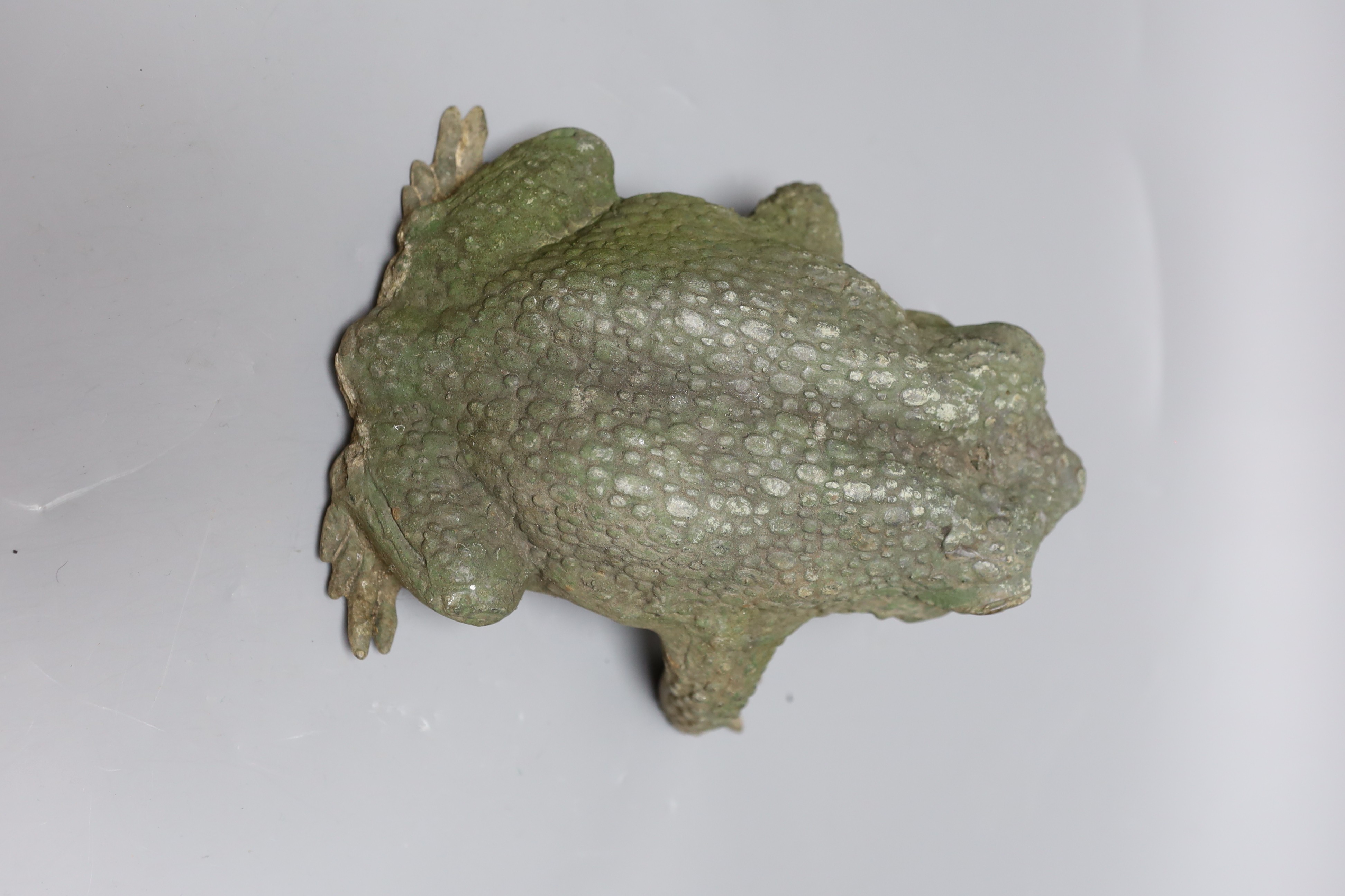 A Japanese bronze model of a toad, 25cms long